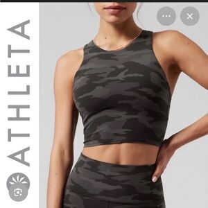 Athleta Black Camo conscious crop